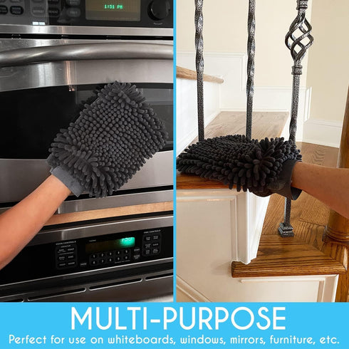 Microfiber Dry Erase White Board Cleaning Mitt, 2-Pack Double-Sided Multi-Surface Cleaning
