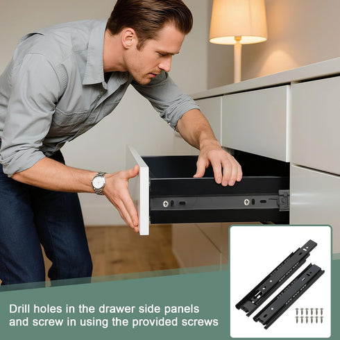 8 1.7 Inch 2Pcs PATIKIL x Drawer Slides, Steel Full Extension Ball Bearing Side Mounted Rails with Mounting Screws