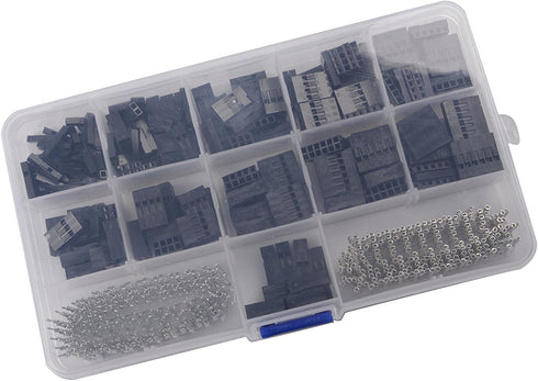 CHENBO 620pcs 2.54mm/0.1" Wire Jumper Cable Pin Header Connector Housing Assortment Kit with Male Female Crimp Pins.
