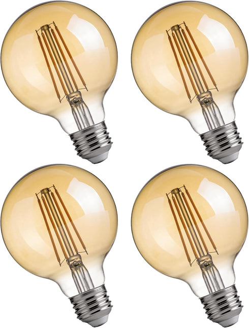 FLSNT G25 LED Edison Light Bulbs, 2200K Warm White, Dimmable, 40W Equivalent, 350LM, E26 Base, 4 Pack