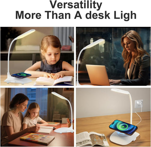 Dimmable LED Desk Lamp Wireless Charging Desk Lamp with Touch Control Office Desk Light Eye-Caring Office Lamp