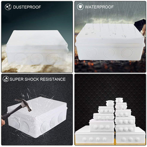 ABS Plastic Dustproof Waterproof IP65 Junction Box, Universal Electrical Project Enclosure, White, 5.9"x5.9"x2.8"