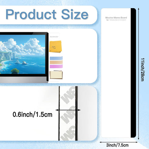 iDTogAoE 2PCS Monitor Memo Board, Acrylic Sticky Note for Computer Screens,Transparent Side-Mount Memo Panel