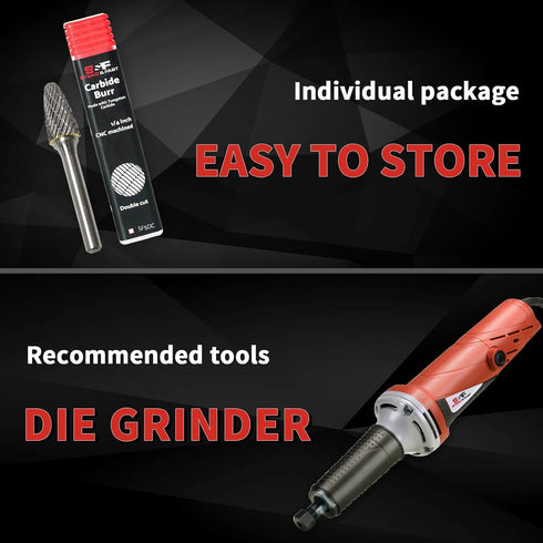 S&F STEAD & FAST Carbide Burr, ¼” Shank ½” Cutter Dia, Professional Grade Tungsten File for Die Grinder