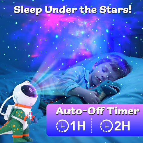 8 LOVME Galaxy Star Projection Night Light, Dinosaur Astronaut Space Projector with Modes Starry Nebula Effects, Timer
