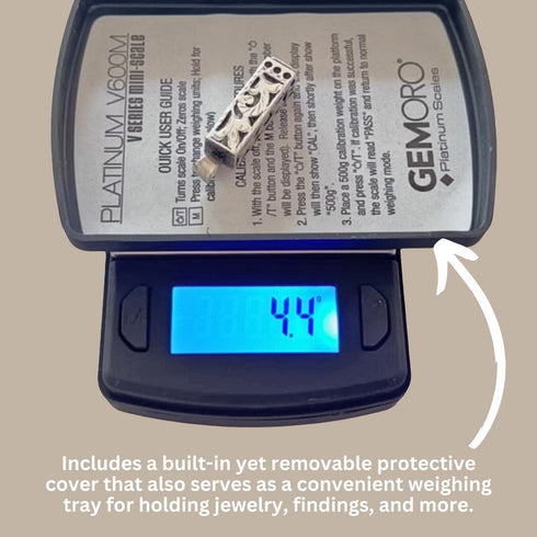 GemOro Platinum V600M, Durable Jewelers Countertop Portable Mini Scale, Digital Precision Tool, 600g x 0.1g