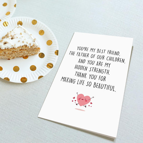 Obbyidk Romantic Father's Day Card for Husband, Sweet Anniversary Card from Wife, Husband Birthday Cards, Thank You