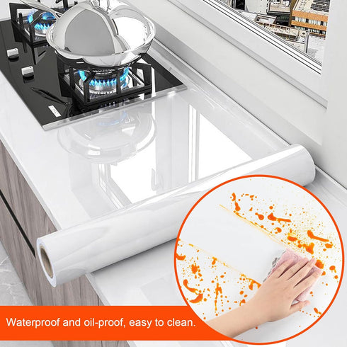 Clear Contact Paper, Protection for Kitchen Backsplash Tiles, Cabinets, Walls, and Shelves. Waterproof and Oil-Proof Peel and Stick Covering(15.7X78.7 Inches) by Snkxu