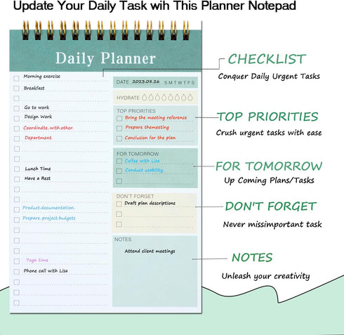 To Do List Notepad, 52 Sheets Undated Daily Planner 2024, 5.2"x7.8" for School and Office Supplies