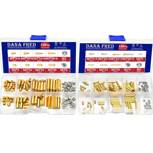 M2 M3 Hex Brass Standoff Spacers Nuts Screws Kit, 240pcs for DIY Computer Build, Electronic Projects