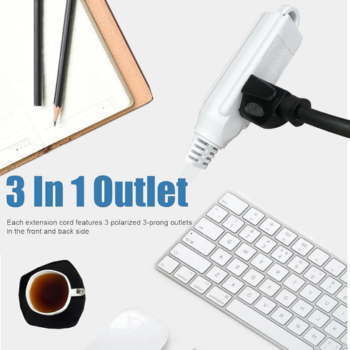 YOJOE 8 ft Flat Plug Extension Cord with 3 Outlets, 16/3 SJTW Heavy Duty for Christmas Lights