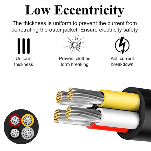 14 Gauge 4 Conductor Wire, 10FT 14/4 Tinned Copper Cable, Stranded Electrical Wires for Speaker, Automotive, Thermostat