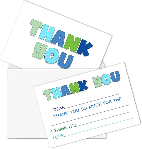 FTRZX Blue Kids Thank You Cards, Minimalist Thank You Card For Baby Shower