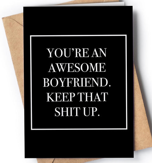 Funny Card for Boyfriend with Envelope | Unique Anniversary, Birthday, Christmas, Valentine's Day Card for Him