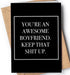 Funny Card for Boyfriend with Envelope | Unique Anniversary, Birthday, Christmas, Valentine's Day Card for Him
