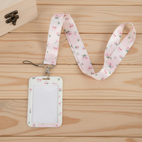 Mabor Cute Bowknot ID Badge Lanyard for Women Nurses - Stylish Card Holder with Detachable Keychain for Work, School