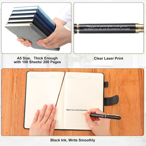 Kosiz 20 Pcs Multicolor Employee Appreciation Gifts - Inspirational A5 Leather Journal Notebooks with Motivational Pen