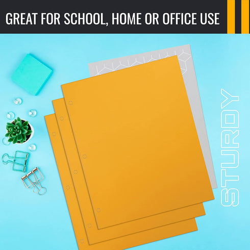 Better Office Products Two Pocket Portfolio Folders, 50-Pack, Dark Yellow, Letter Size Paper Folders