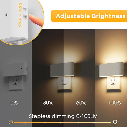 2 Pack Dimmable 0-100LM 3000K L LOHAS LED Night Light, Modern LED Night Lights Plug into Wall,Dusk to Dawn Sensor Night