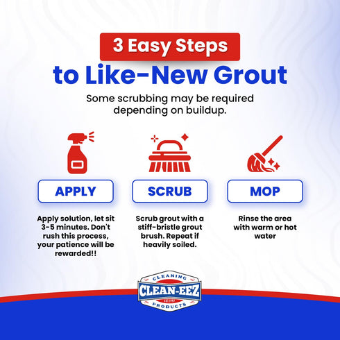 32 oz Clean-eez Grout-eez Tile Cleaner with Stand-Up Brush Head Heavy-Duty Stain Remover for Ceramic and Porcelain