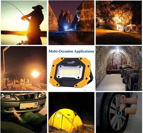 sunzone (2 Pack) Portable LED Work Light,AA Battery Powered Flood Lights,Super Bright Workshop Job Site Lighting