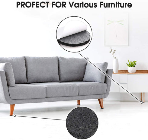 Yelanon 182 Pcs Self Adhesive Felt Furniture Pads, Cuttable Anti Scratch Floor Protectors for Chair Legs, Black