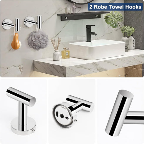 5 Set SUS304 24" NearMoon Pieces Bathroom Hardware Thicken Stainless Steel-Towel Rack Kit Include Towel Rod + Bath
