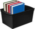 Storex Extra-Large Book Bin, Interlocking Plastic Organizer for Home, Office, Classroom, Black, 6-Pack