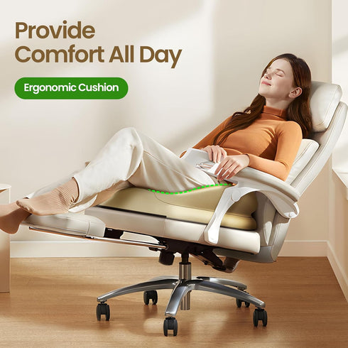 Benazcap Large Seat Cushion for Office Chair Memory Foam Coccyx Pain Relief Cushion Pillow for Back Support Non-Slip