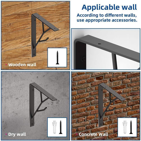 8 Inch 4 Packs Mocomax Decorative Shelf Brackets, Heavy Duty Floating Shelves, Wall Mount Shelving Bracket, Hardware L