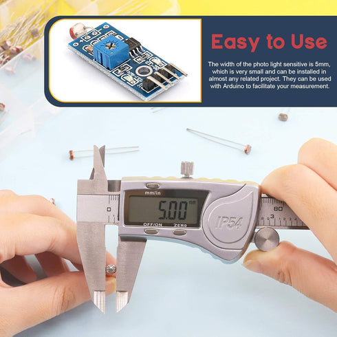 Hilitchi 210Pcs LDR 5mm Light Dependent Resistor Sensor, Photoconductive Resistance 5506, 5516, 5528, 5537