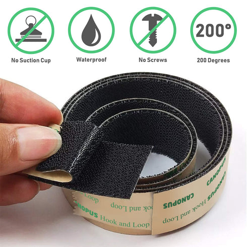 CANOPUS Heavy Duty Hook and Loop Strips with Adhesive, Industrial Strength SJ4575 Tape, Made in USA, Black, ½in x 6ft
