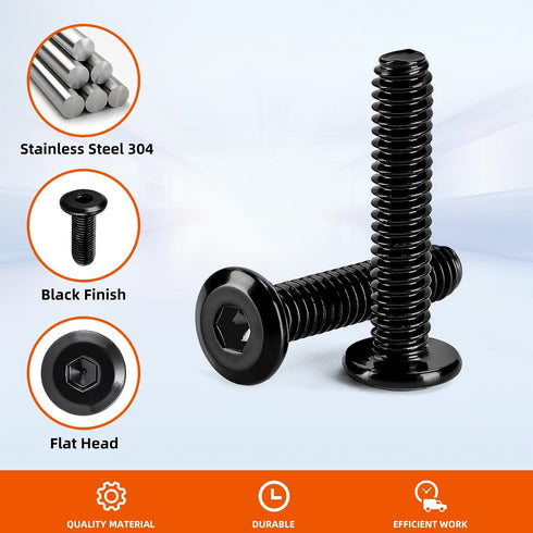 MewuDecor M6 18mm Countersunk 25 x Flat Head Socket Head Screws Bolts for Furniture Chair Table Desk Crib Bed, Carbon