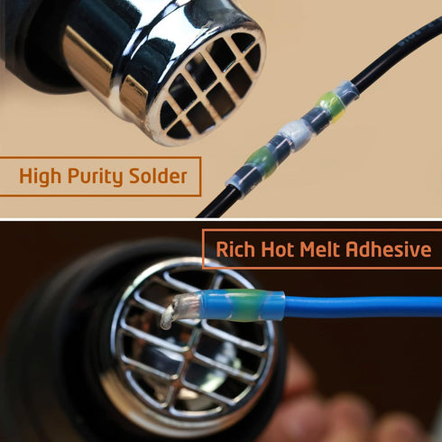 200Pcs Waterproof Solder Seal Wire Connectors, 18-16 Gauge Green Heat Shrink Butt Connectors for Marine, Automotive