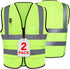 XPCARE 2-Pack Reflective Safety Vest, High Visibility Security Vest with Pockets and Zipper Front