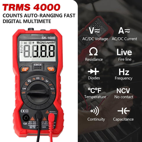 Beaquicy Digital Multimeter Tester, TRMS 4000 Counts Volt Meter Auto-Ranging, Measures Voltage Current Resistance
