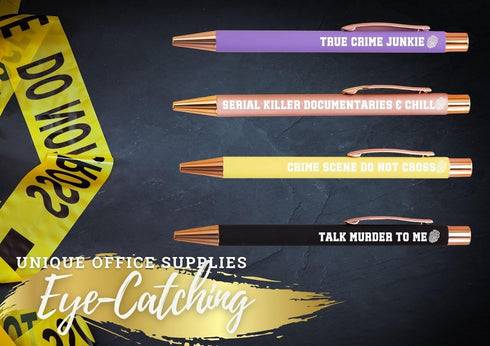 InnoBeta Ballpoint Pen Set of 4, True Crime Gifts for Crime Lovers, Gift Ideas for True Crime Podcast Junkies, Women