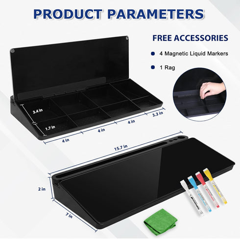 Desktop Glass Whiteboard with Storage, Desk Board with Computer Keyboard Stand, White Dry Erase Board with Drawers