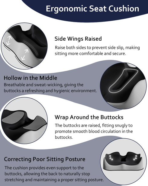 Euamzger Tailbone Hemorrhoid Pillow Cushion, Orthopedic Coccyx Cushion for Pain and Sciatica Pain Relief, Ergonomic