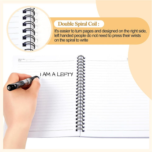 Lewtemi 6 Pack Small Left Handed Notebook, 8"x5", Lefty Spiral Notebooks, 50 Sheets College Wide Ruled Paper Journal