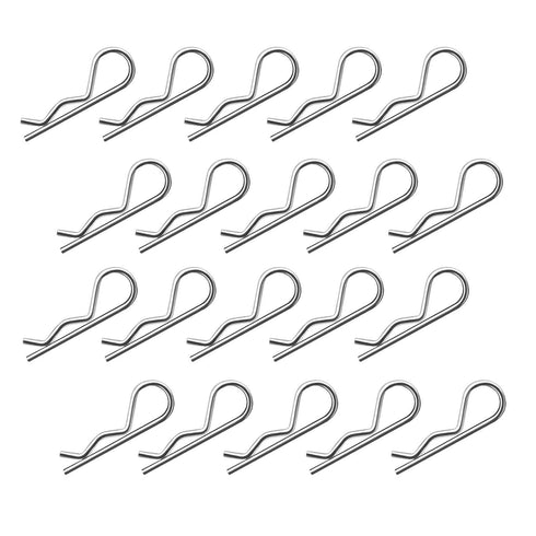 20Pcs R Clips Retaining Cotter Pins - Heavy Duty Zinc Plated Hairpin Assortment Kit for Hitch Pin Lock Systems