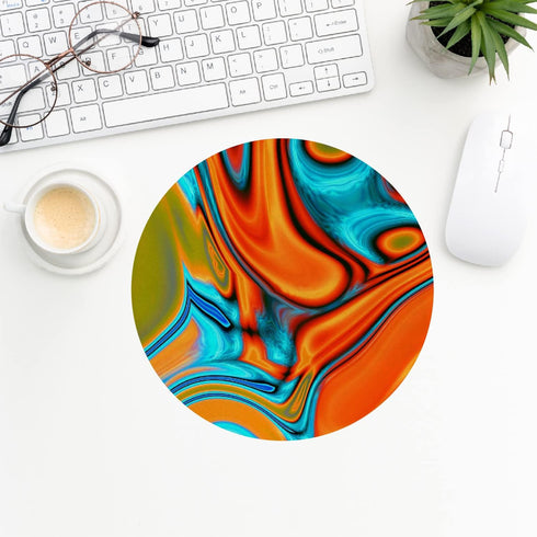 Vivid Modern Southwest Hipster Abstract Turquoise Orange Swirls Mouse Pad 8.7 x 8.7 Inches,Non-Slip Rubber Base Mousepads for Home Office Dorm Desk Decor,Gifts for Teen Girls by QUICQOD
