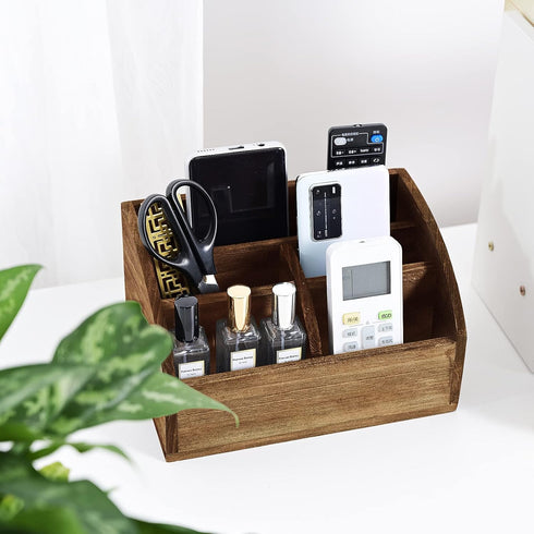Wooden Desk Organizer - Solid Wood Pen Holder for Desktop, No Assembly Needed, Home Office Supplies Storage