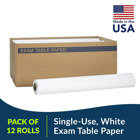 980912 18 225 (Pack 12) TIDI Everyday Exam Table Paper, White, x of Smooth Paper Hygienic Barrier For Medical Offices