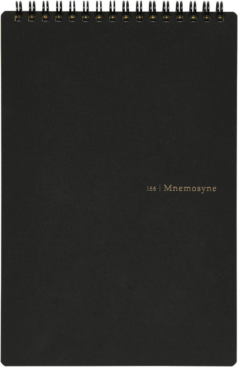 Maruman MNEMOSYNE Notebook, 9.06 x 5.83 Inches (Vertical A5), 70 Sheets, 7mm Ruled 28-Line, Double-Sided, BLACK