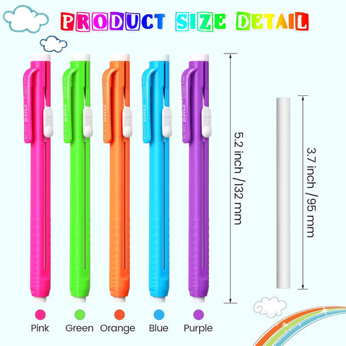 Pangda 10 Pieces Retractable Mechanical Eraser Pen - Pen-Style Erasers for Drawing, Art, and School Supplies