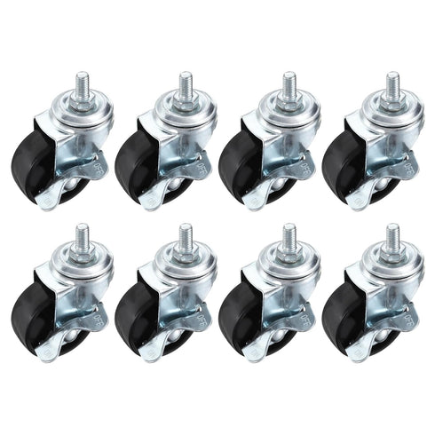 PATIKIL 2 Inch Threaded Stem Casters Wheels with Brake, 8 Pack Locking