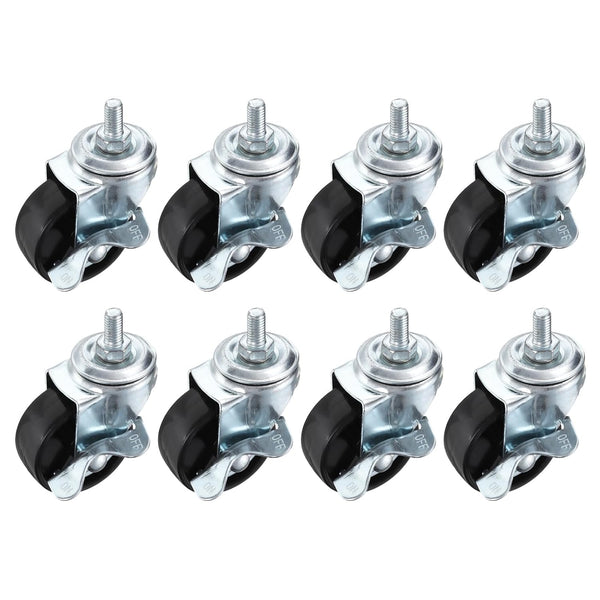 PATIKIL 2 Inch Threaded Stem Casters Wheels with Brake, 8 Pack Locking