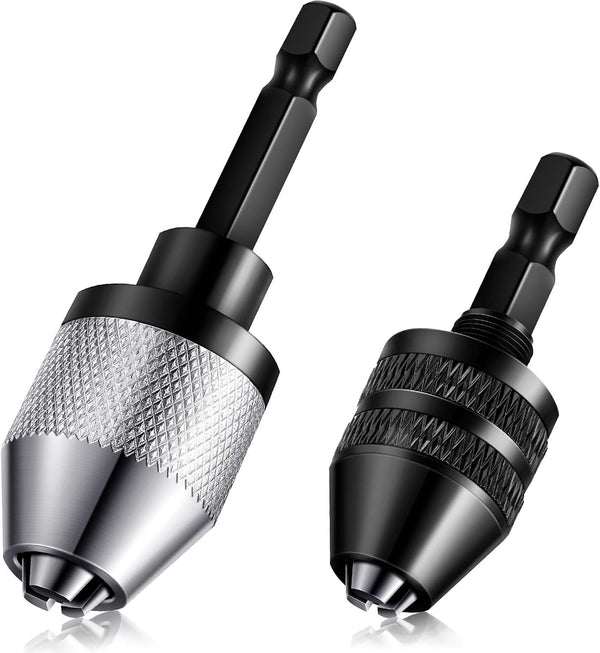 Keyless Drill Chuck Bit 1/4 Inch Hex Shank, Fast Change Converter Extension Screwdriver Drill Adapter