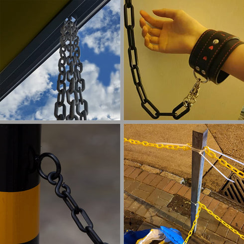 INPARALLUV 50 32 65 Yellow Plastic Chain - Feet Plastic Safety Barrier Chain for Crowd Control, Parking Barrier
